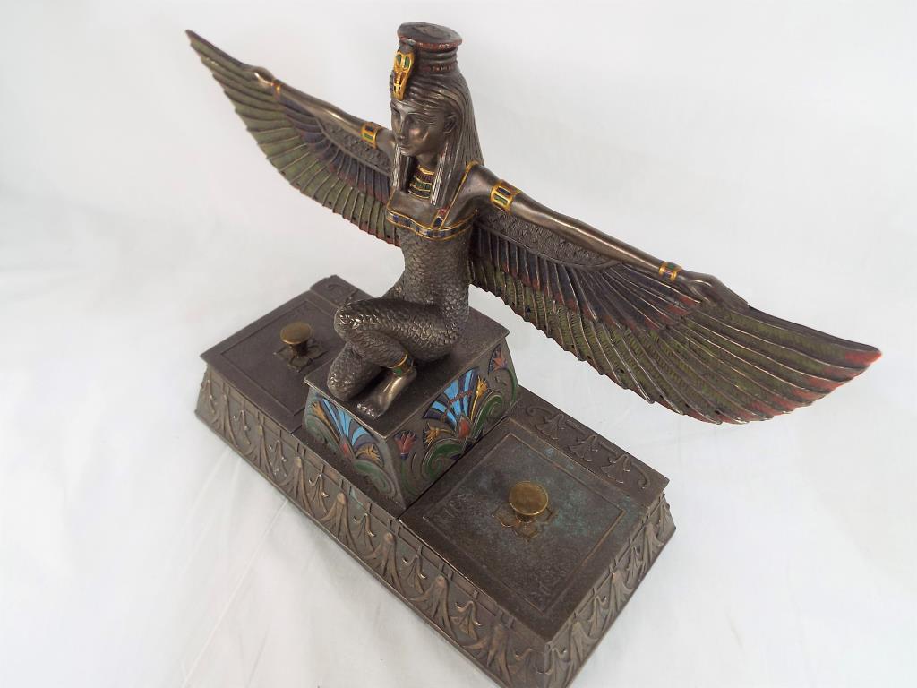 Egyptian - an Egyptian depicting Isis set on a plinth 25 cm (h) x 33 cm (w) - Image 2 of 3