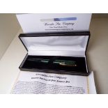 Worcester Pen Company - a fine hand made fountain pen with green barrel,