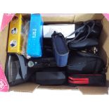 A good lot of photographic equipment to include two digital cameras, a camera care kit,