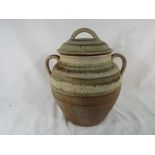 A large studio pottery two-handled pot and cover,