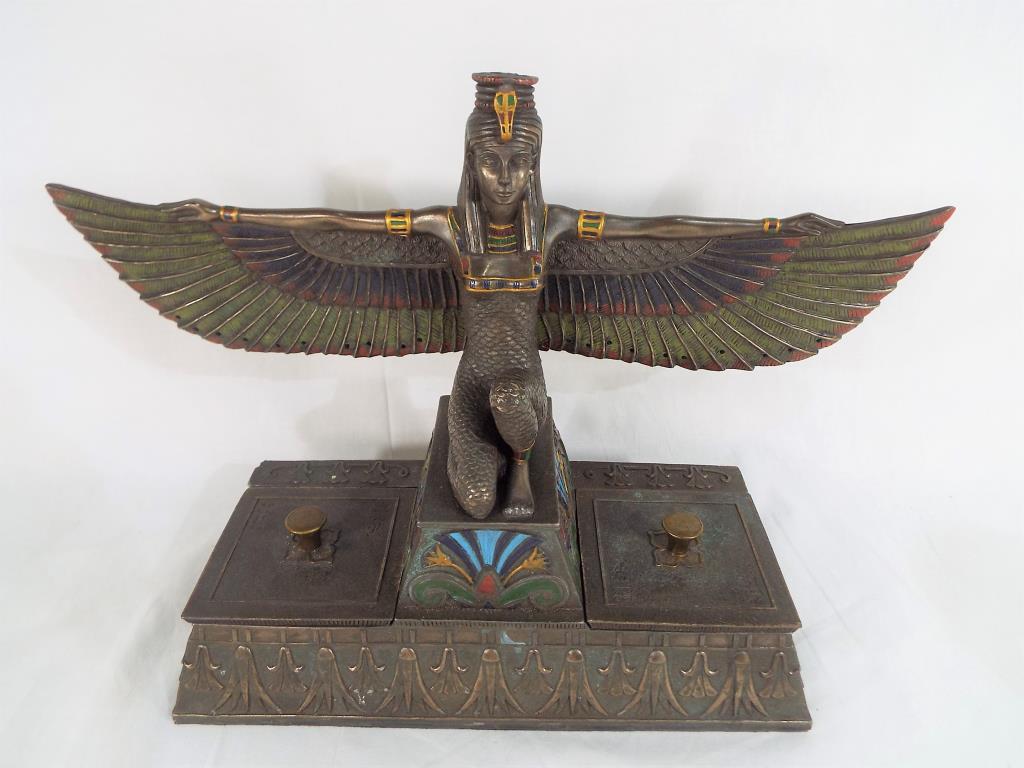 Egyptian - an Egyptian depicting Isis set on a plinth 25 cm (h) x 33 cm (w) - Image 3 of 3