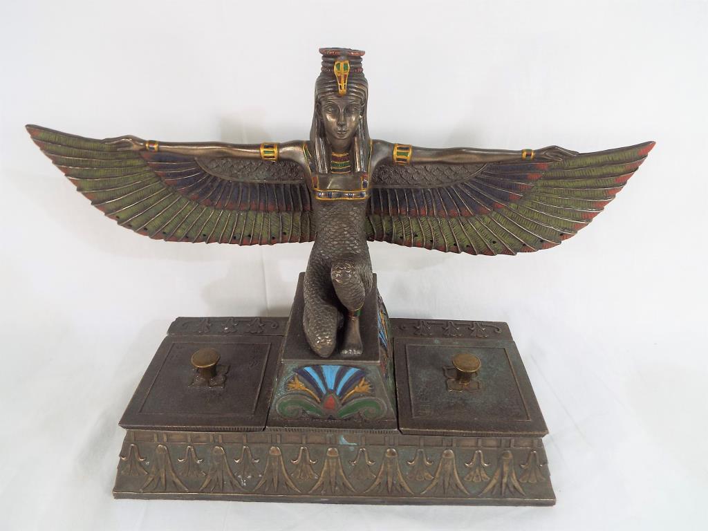 Egyptian - an Egyptian depicting Isis set on a plinth 25 cm (h) x 33 cm (w)