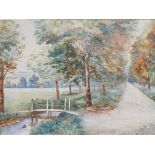 A watercolour of a country farm scene signed and dated lower left by the artist,