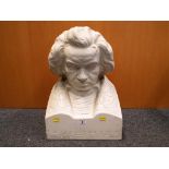 A plaster bust of Beethoven,