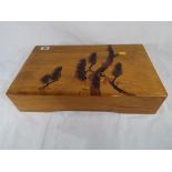 An Oriental hand painted glove box approximately 10 cm x 45 cm x 27 cm