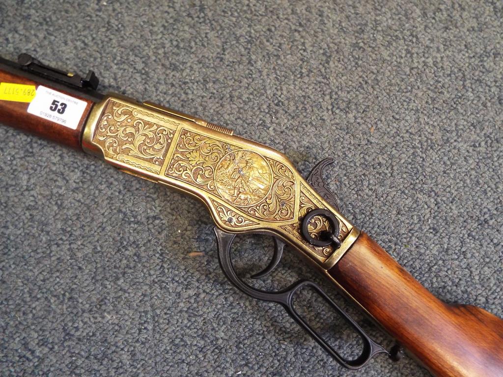 A replica Winchester underlever hunting rifle with ejector cover and hunting scenes - Image 2 of 2