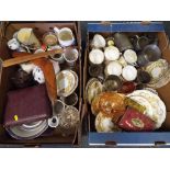A good mixed lot to include a quantity of cups, saucers, plates, pewter tankards, carnival glass,
