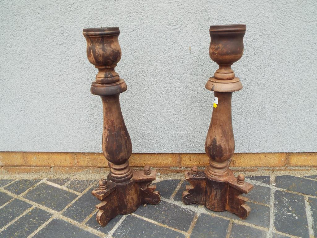 A pair of wooden floor sconces,