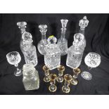 A good collection of seven decanters and seven drinking glasses