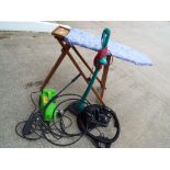 A good mixed lot to include a Prestige vintage wooden ironing board, a Tool Tech jet wash,