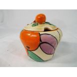 Clarice Cliff - a Bizarre lidded preserve pot hand painted in the Oranges pattern,