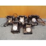 Five vintage GP surgeries bakelite telephone sets.