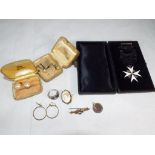 A good mixed lot to include a pair of Ciro pearl clip-on earrings, silver dress ring stamped 925,