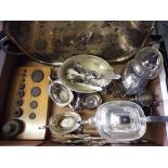 A good lot to include a quantity of plated ware to include a tea services, tray,