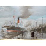 George Dickinson (20th century) - an oil on board depicting the Cunard steamship Antonia in dock,