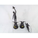 A pair of spelter figurines on bases (AF), one entitled La Nuit and the other entitled Le Jour.