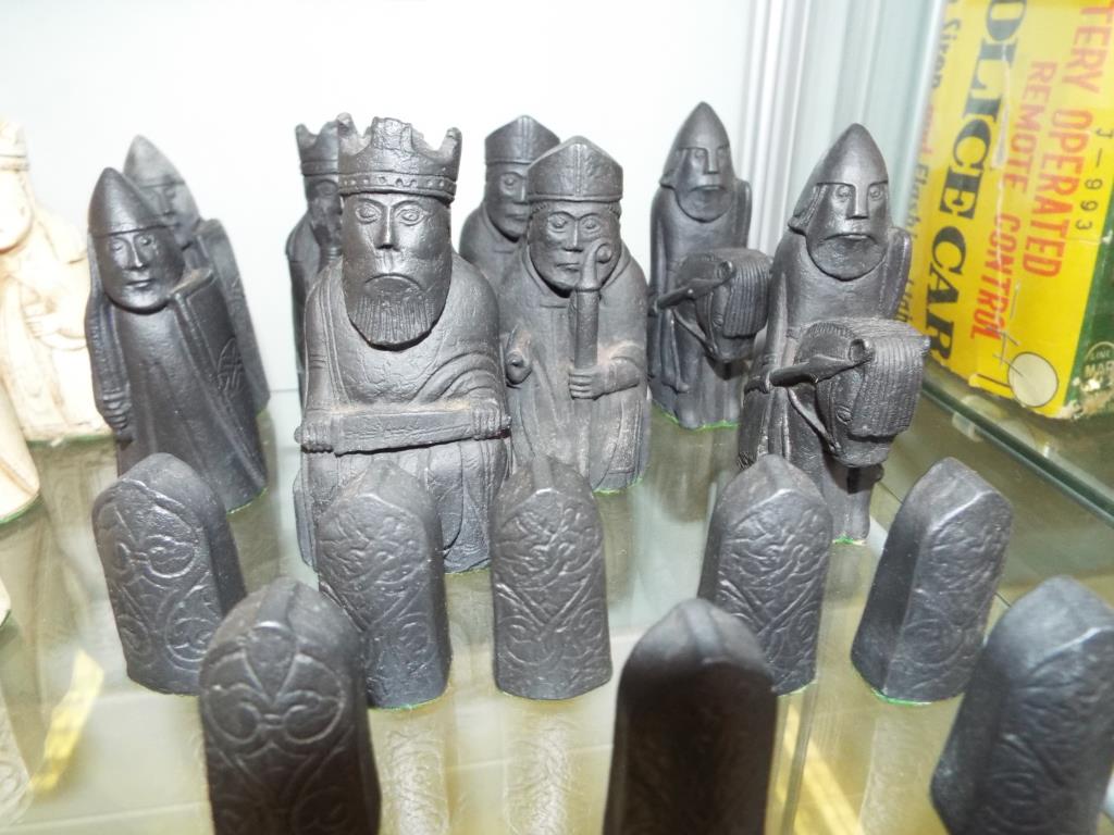 A set of Isle of Lewis chess pieces made from carved saop stone. - Image 4 of 4