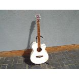 A Tanglewood TSF CE Electro-acoustic 6-string guitar in white finish, cedar top,