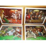 After Arthur Sarnoff - 4 humorous prints depicting dogs playing pool to include The Hustler,