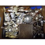 A box of various silver plated cutlery