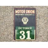 An original AA Motor Union Insurance Company Limited tin perpetual calendar, complete,