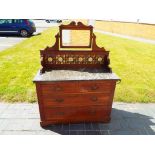 An oak marble topped mirror back washstand by Co-operative Cabinet Makers Ltd,