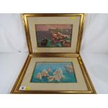 A pair of oils on board depicting cliff scenes by F Girosi in matching gilt frames Est £20 - £40