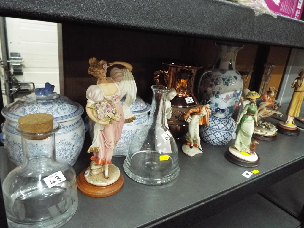 A good collection of glassware and ceramics to include decanters, Capodimonte ceramic figurines, - Image 2 of 2