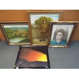 4 framed paintings signed to the lower right by the artist Daniel Unwin