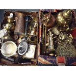 A good lot to include a large quantity of brass ware to include a kettle, ornaments,