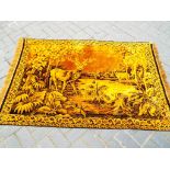 Large tapestry wall hanging depicting a forest scene, approx size 190 x 125 cms,