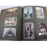 Deltiology - a large period album containing postcards to include theatre stars, UK views,