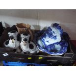 A good collection of ceramics to include a pair of Staffordshire fireside dogs,