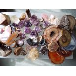 A Tray of miscellaneous mineral specimens to include Amethyst,