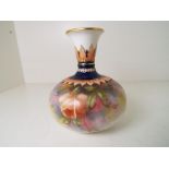 Royal Worcester - an ivory and gilt solifleur vase for Hadleys hand painted with roses,