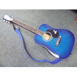 A Jay Jr. acoustic guitar in blue model Jay-TRD/TBL with case.