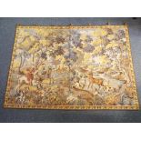 A good quality wall tapestry depicting a hunting scene approximately 105 cm x 149 cm