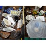 Two boxes of good quality ceramics and glassware to include Goebel collectors plates