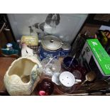 A good mixed lot of glassware and ceramics to include Wedgwood Jasperware biscuit barrel,