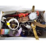 A box of miscellaneous clocks and watches to include ICE, Kangol,