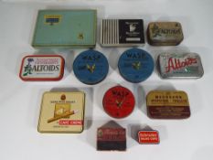 A quantity of eleven vintage tins to include Marcovitch, Black & White Cigarettes,