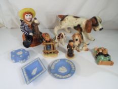 A good mixed lot to include a Majolica Manx Teapot with cover,