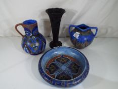 Three pieces of Chameleon Ware by Tunstall to include a bowl,