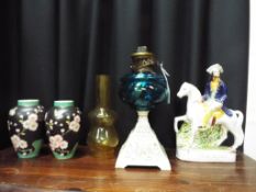 A good mixed lot to include an oil lamp,