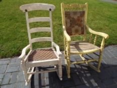 Two painted wood framed rocking chairs - [2]