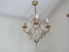 An early 20th century French five-arm chandelier