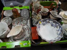 Two boxes containing a mixed lot to include ceramic tableware by Johnson Brothers decorated in the