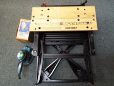 A good lot to include a Black and Decker Workmate 550 work bench, a Black and Decker power drill,