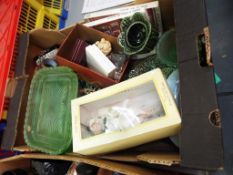 A good mixed lot to include a dressing table set, Past Times figurines, vases,