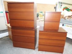 A good quality bedroom furniture set comprising three chests each with three drawers,